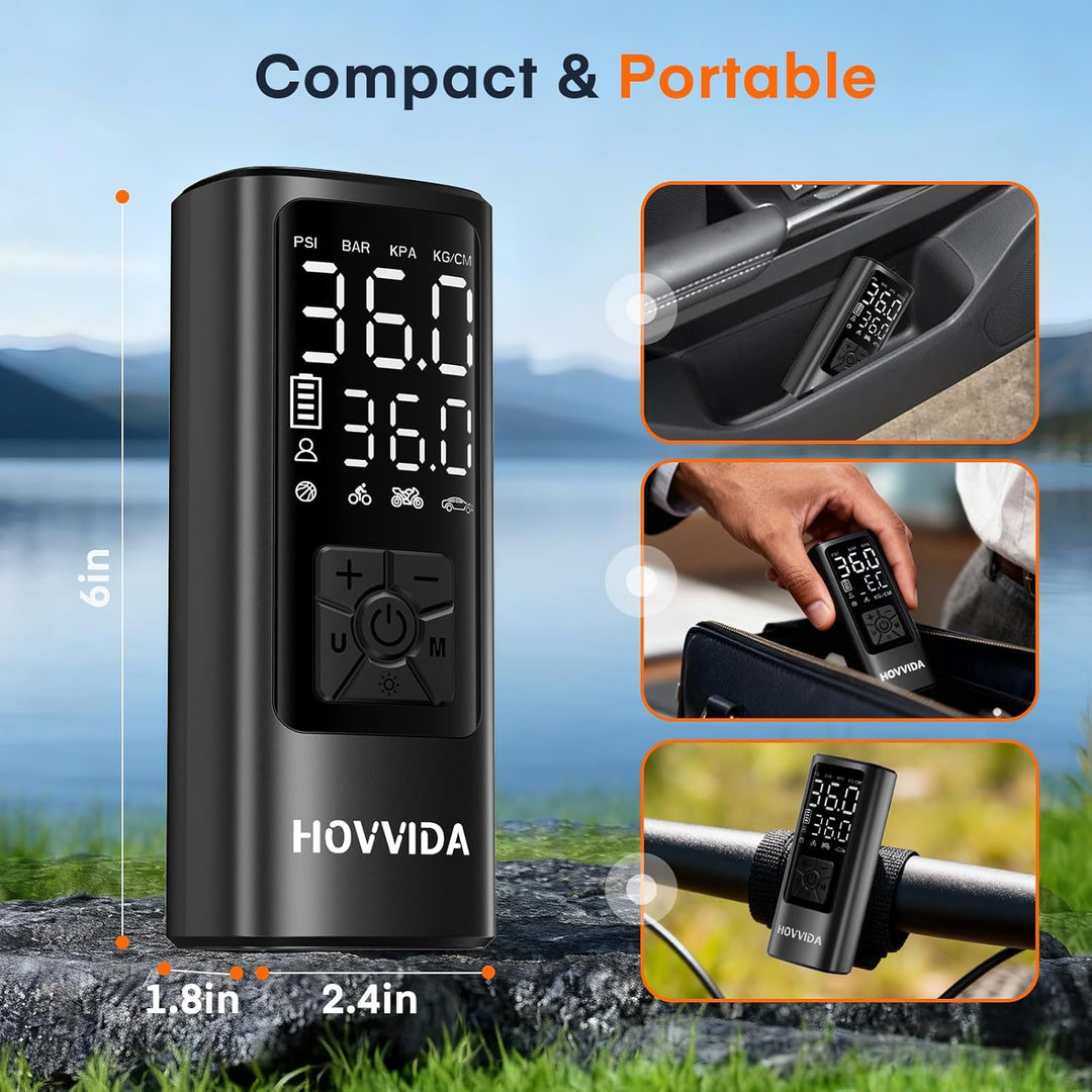 HOVVIDA Inflador de neumáticos, compresor de aire portátil, bomba d...