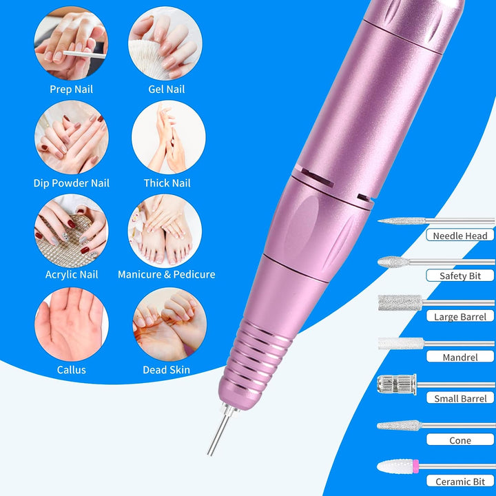 Taladro de uñas portátil profesional de 35000 RPM, máquina eléctric...