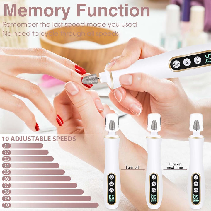 Kit Profesional de Manicura y Pedicura, Taladro Eléctrico Inalámbri...