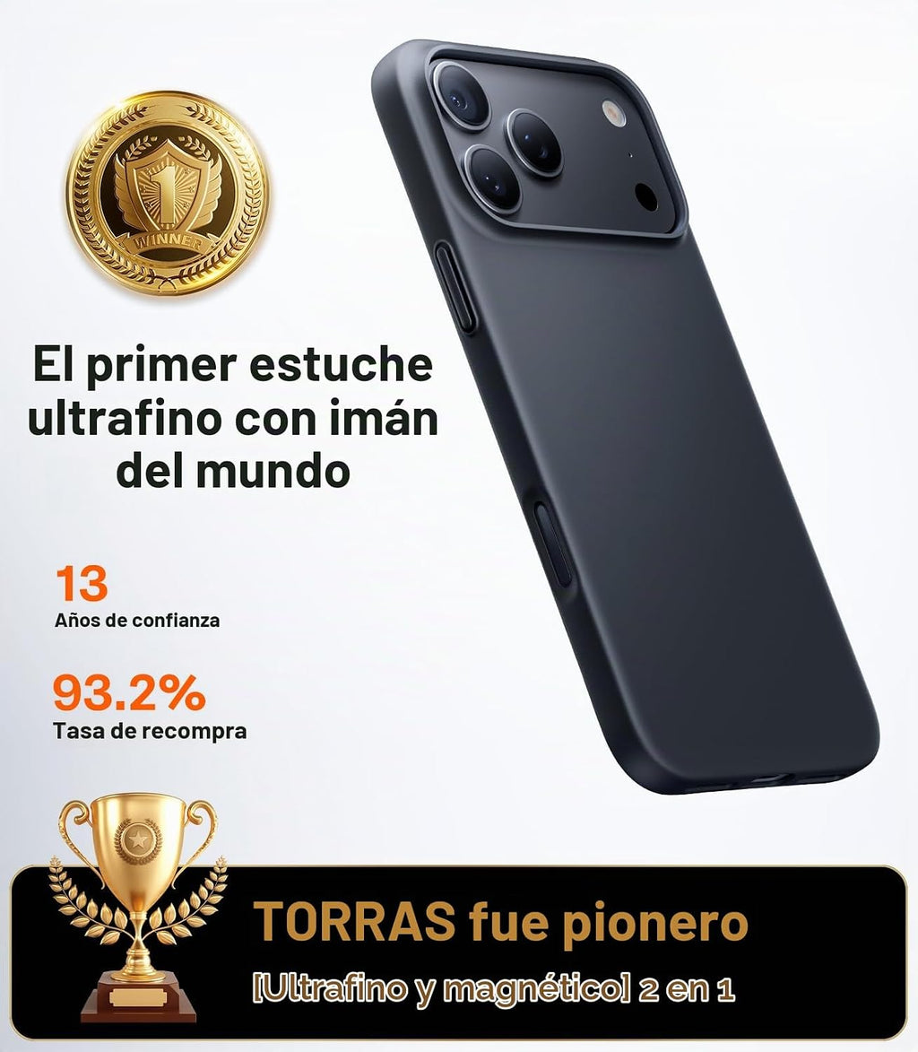 TORRAS Funda magnética delgada para iPhone 18 Pro de 6.3 pulgadas, mate