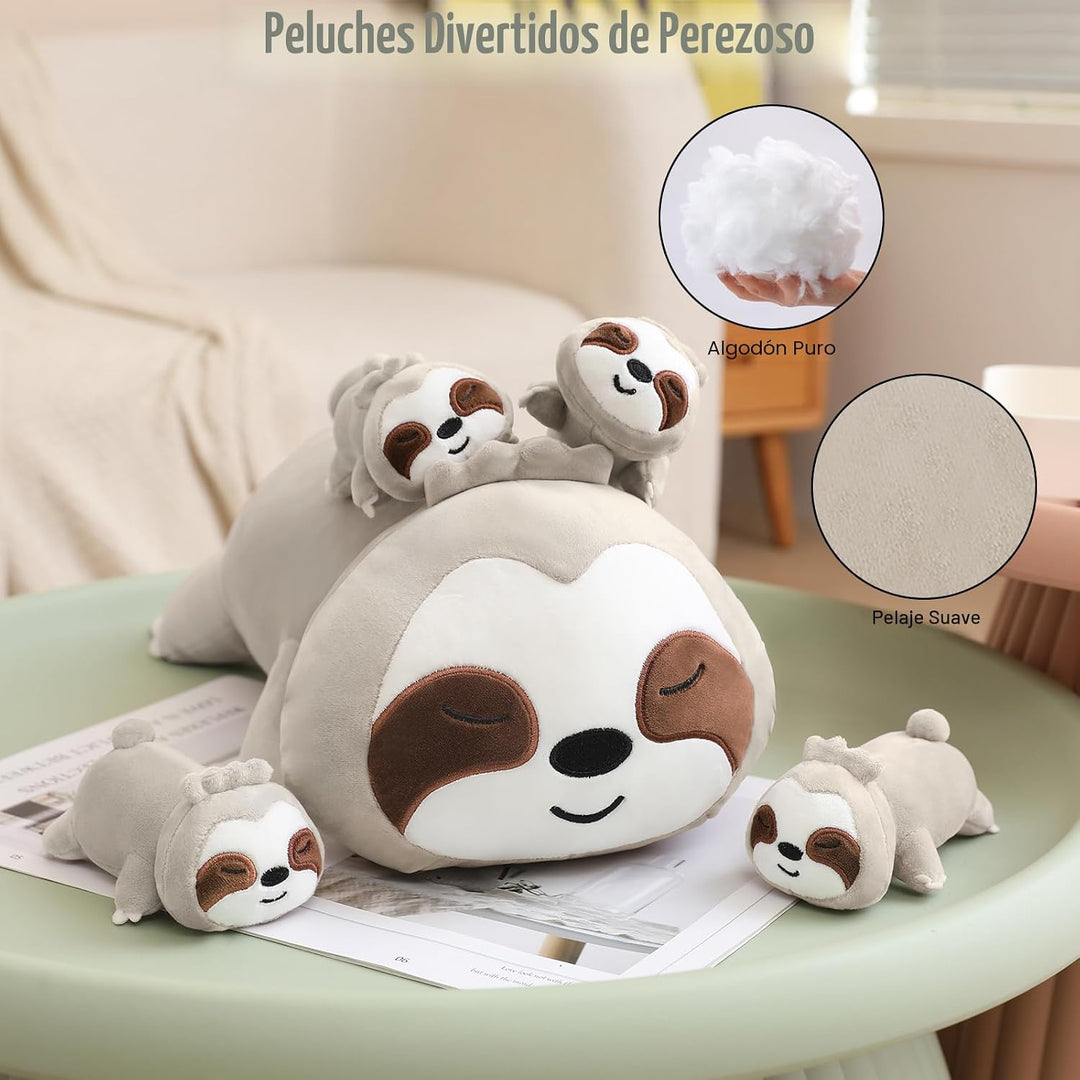 TOYSYM Perezoso de peluche lindo perezoso de peluche con 4 peluches...