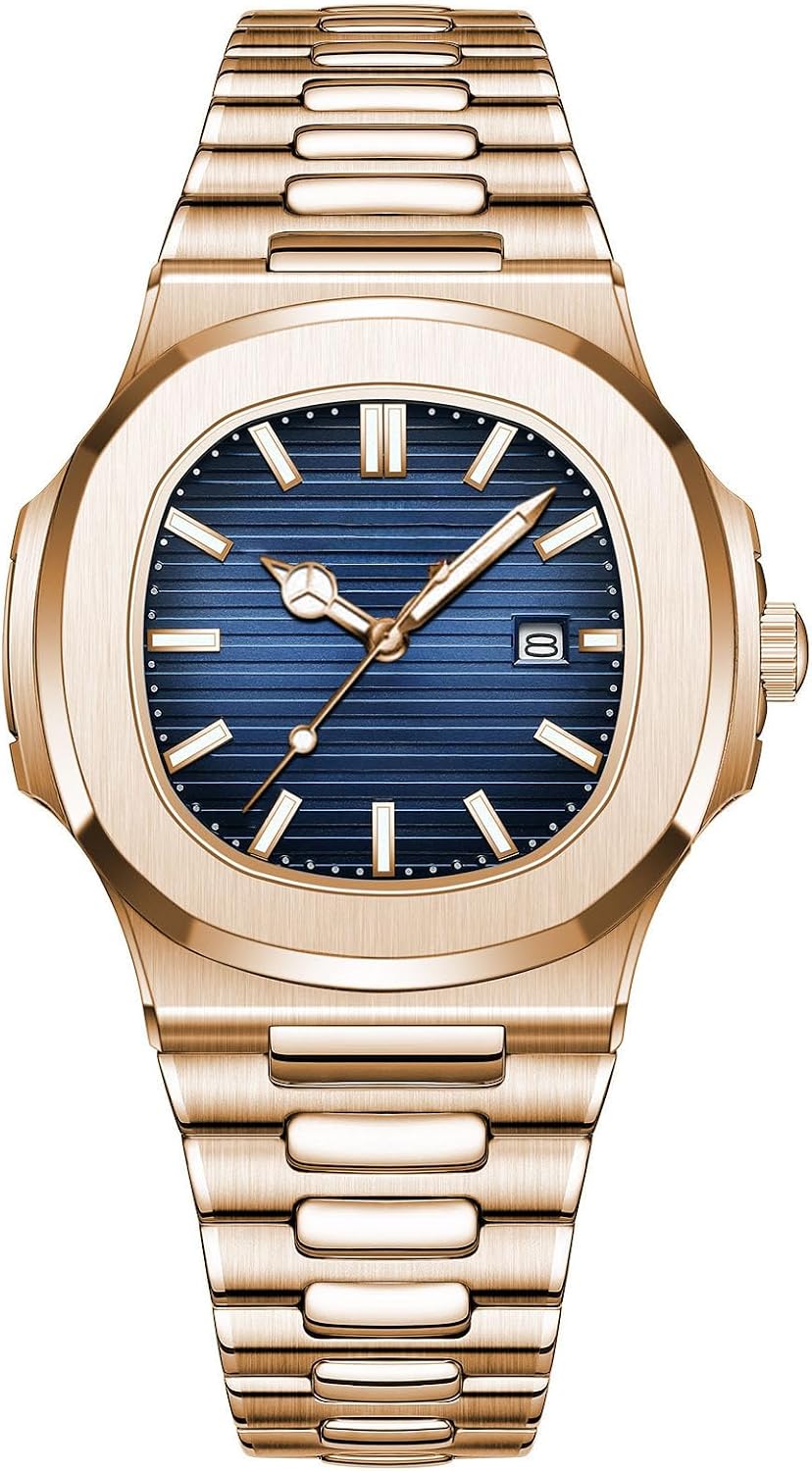 BESTKANG Reloj de movimiento de cuarzo para hombre, reloj luminoso impermeable para hombre, relojes de negocios de correa de acero inoxidable