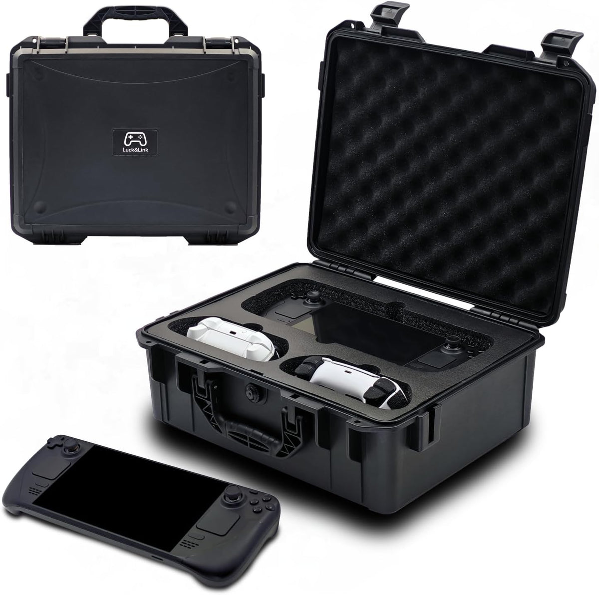 Luck&Link Funda de transporte para cubierta de vapor OLED/LCD, funda de almacenamiento de cubierta de vapor resistente al agua, controladores, estación de acoplamiento pequeña y otros accesorios de almacenamiento de cargador de CA, gran capacidad