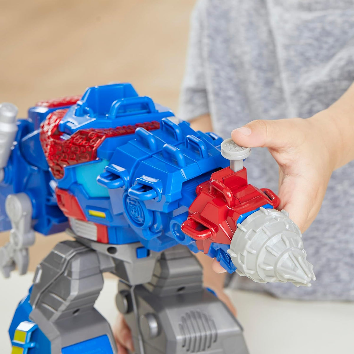 Transformers Dinobot Adventures Optimus Prime T-Rex - Juguete de conversión con luces y sonidos, figura de acción de 9+ pulgadas, a partir de 3 años (exclusivo de Amazon)