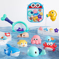 Bath Toy para Baby 6-12-18 Month No Hole Sea Animals Fishing Game con Net