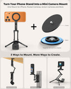 OMOTON TP02-Ultra Soporte Multi-Dispositivo para Cámara y Teléfono con Adaptador 1/4" Negro