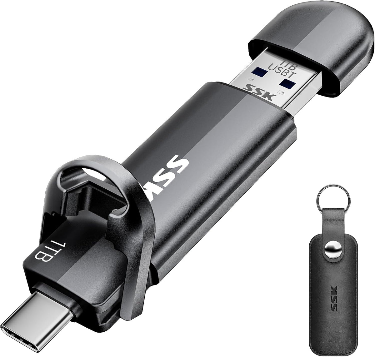 SSK Unidad USB C de 1 TB, Unidad Flash Dual con Velocidad de hasta...