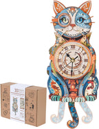 Rompecabezas 3D para adultos, lindo reloj de gato 3D, rompecabezas de madera, kit de reloj de rompecabezas de gato para bricolaje, Navidad, regalo de cumpleaños para mujeres, mamá, hombres, decoración del hogar, vacaciones