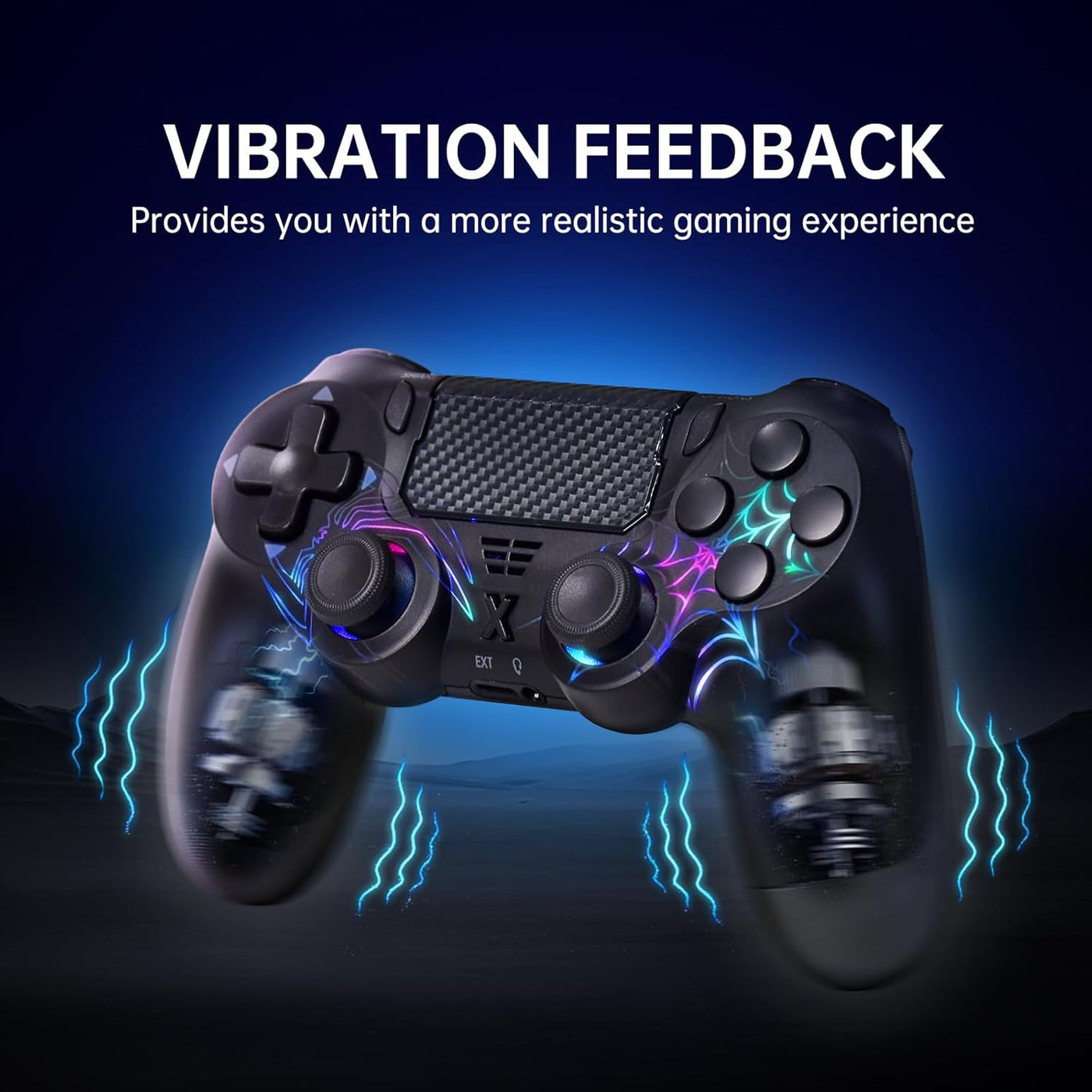 mone Wireless Controller for PS4\/PC, White Spider Design, Hall Eff...
