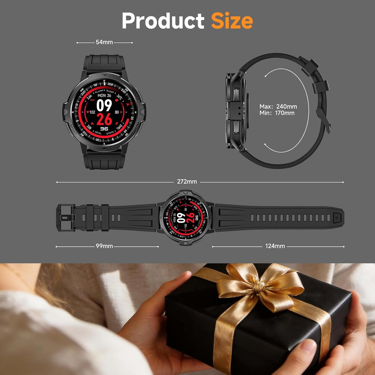 Reloj inteligente GPS para exteriores C31: diseño resistente al agua de 3 ATM, pantalla TFT de 1.46 ″, sensores de movimiento de 6 ejes, seguimiento GPS integrado, batería de larga duración de