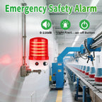 Luz de advertencia giratoria LED industrial, AC110V-120V, luz estroboscópica roja para alarmas de emergencia públicas, sirena de seguridad interior/exterior con ajuste de volumen/enchufe y zumbador