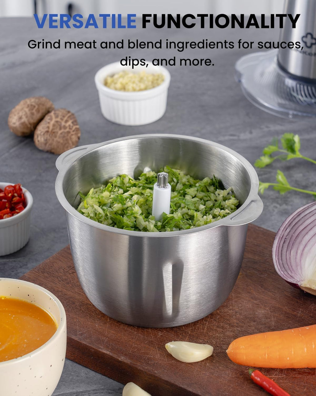 LINKChef Procesador de alimentos, Picador eléctrico de alimentos de 6 tazas