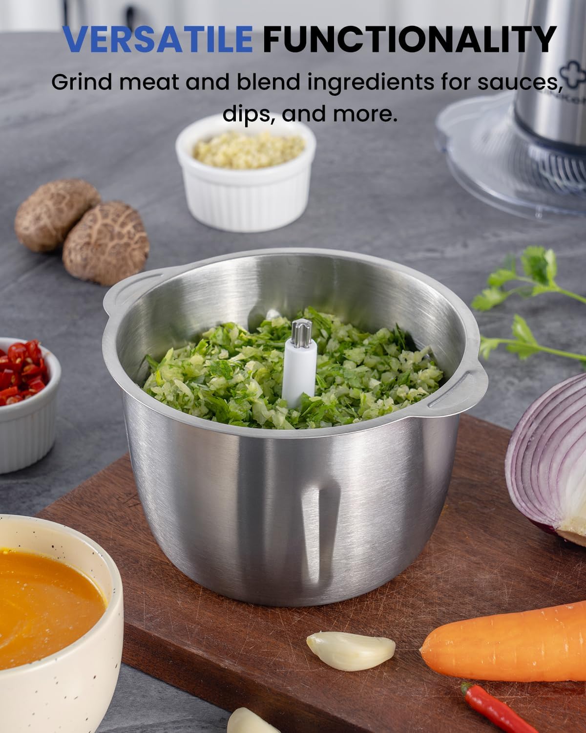 LINKChef Procesador de alimentos, Picador eléctrico de alimentos de 6 tazas