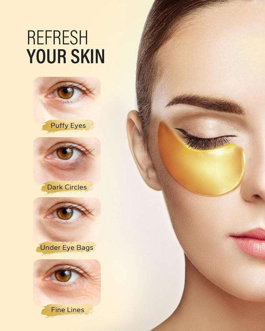 Maskiss - Parches para el contorno de ojos de oro 24 quilates, 50 p...