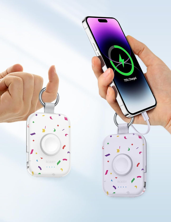 RORRY Cargador portátil, batería externa de 5000 mAh con cables int...
