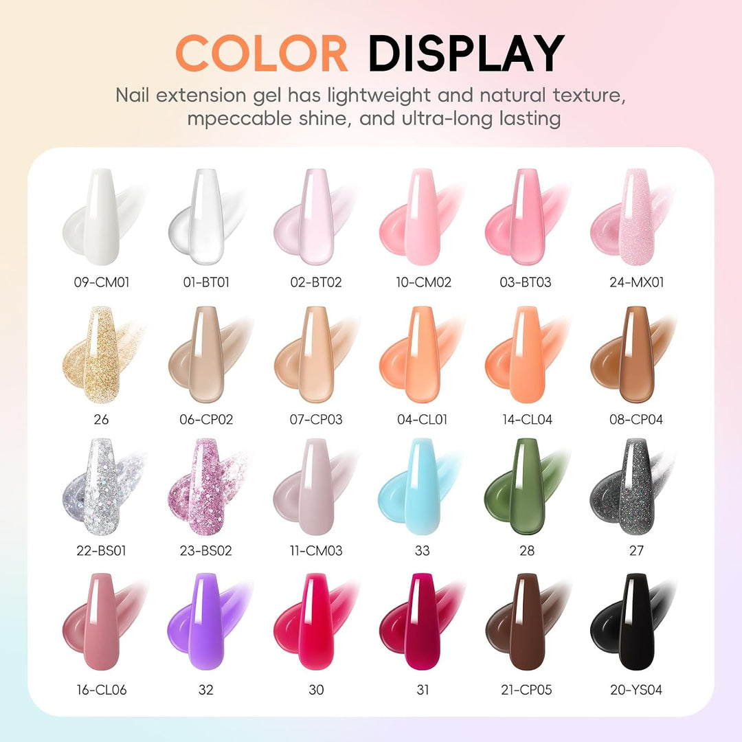 PEACECOLOR 52Pcs Kit de Gel de Uñas de Poli con Taladro y Luz UV, 2...
