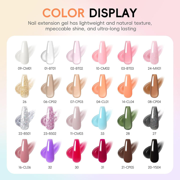 PEACECOLOR 52Pcs Kit de Gel de Uñas de Poli con Taladro y Luz UV, 2...
