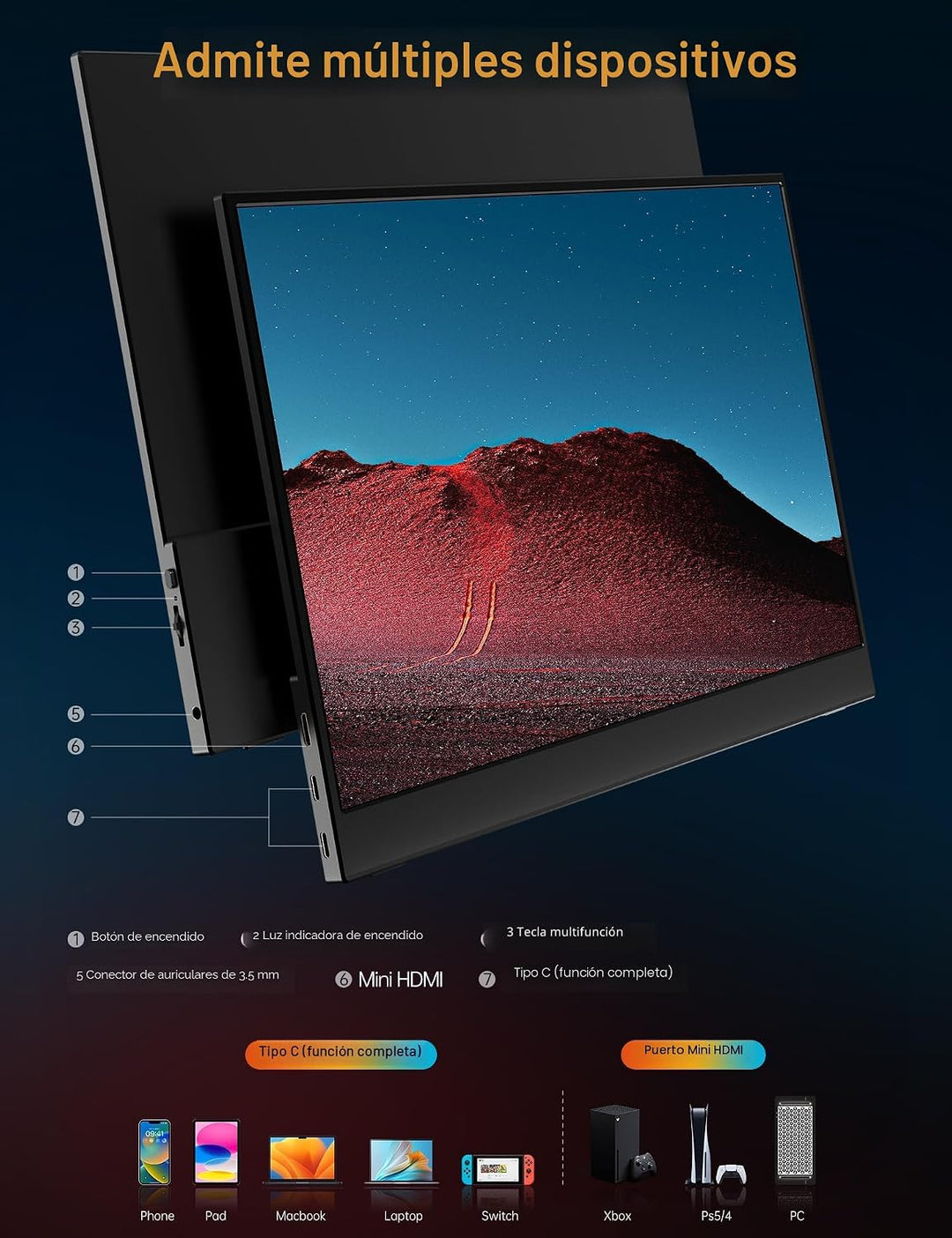 VILVA Monitor portátil para laptop - 15.6" 1080P FHD IPS Displa...