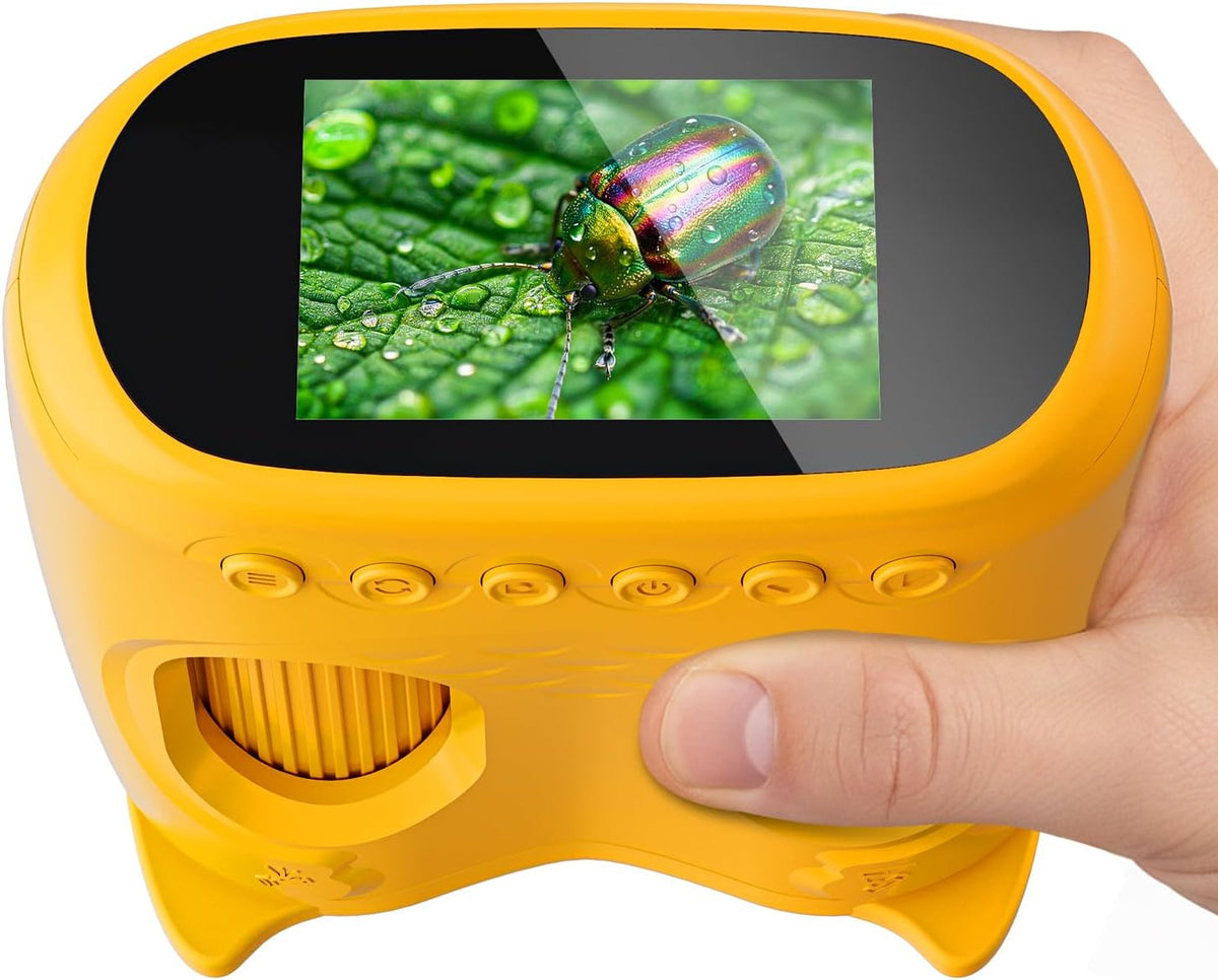 Microscopio digital 2 en 1 para niños, 2.0 pulgadas, 1000X, telescopio digital para niños, telescopio educativo portátil HD para regalo de cumpleaños de niños, juguetes divertidos de ciencia para niños de 4 a 12 años (amarillo)