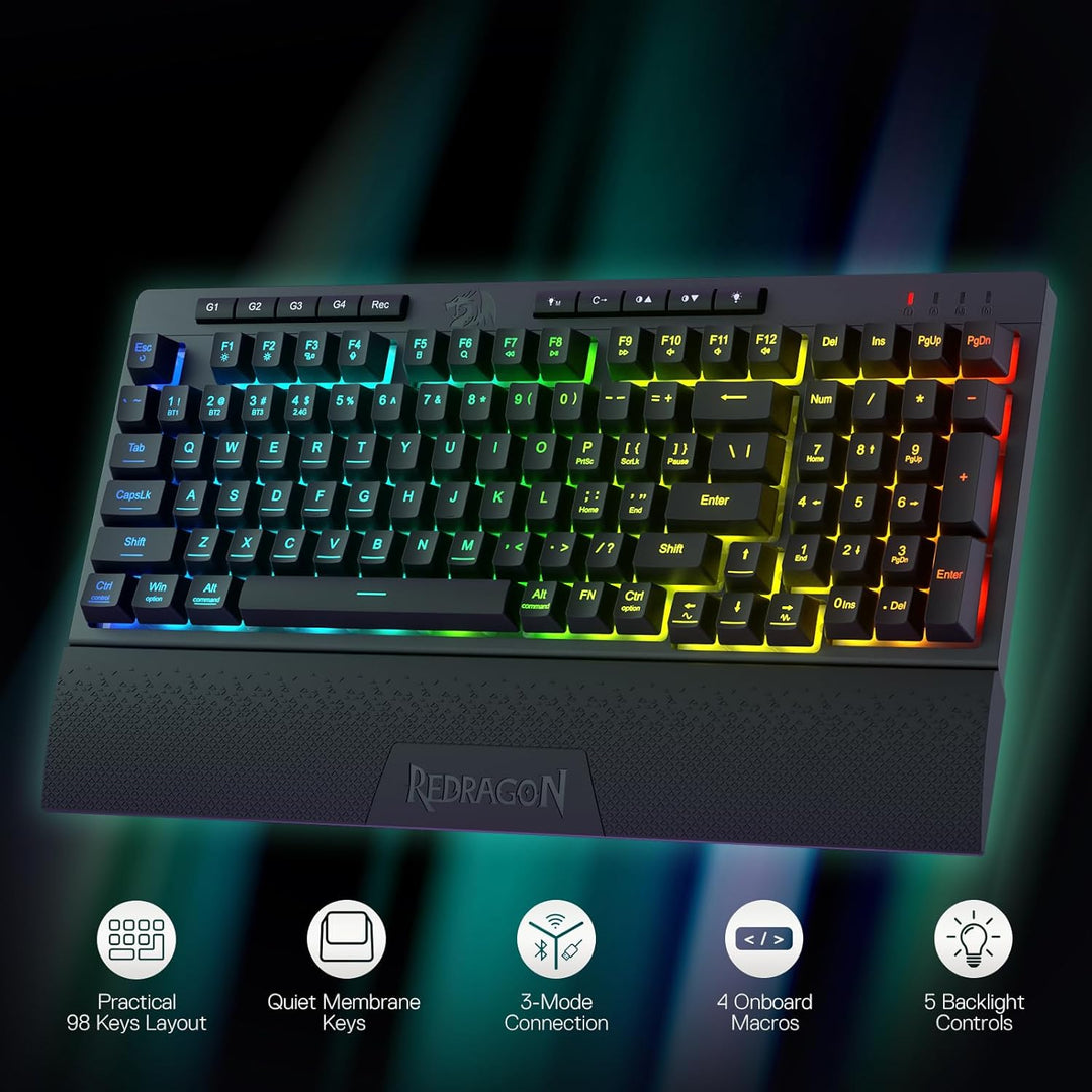 Redragon K515 PRO Shiva RGB - Teclado para videojuegos con membrana...