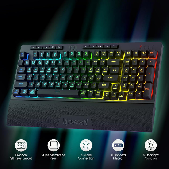 Redragon K515 PRO Shiva RGB - Teclado para videojuegos con membrana...