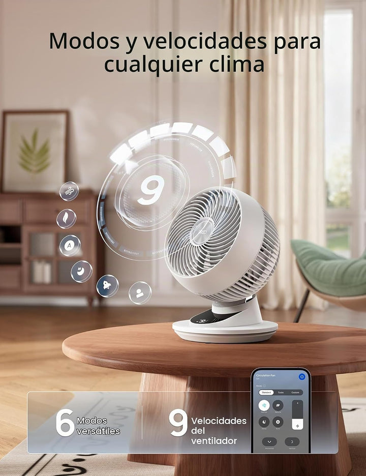 DREO Ventilador inteligente para dormitorio, potente flujo de aire...