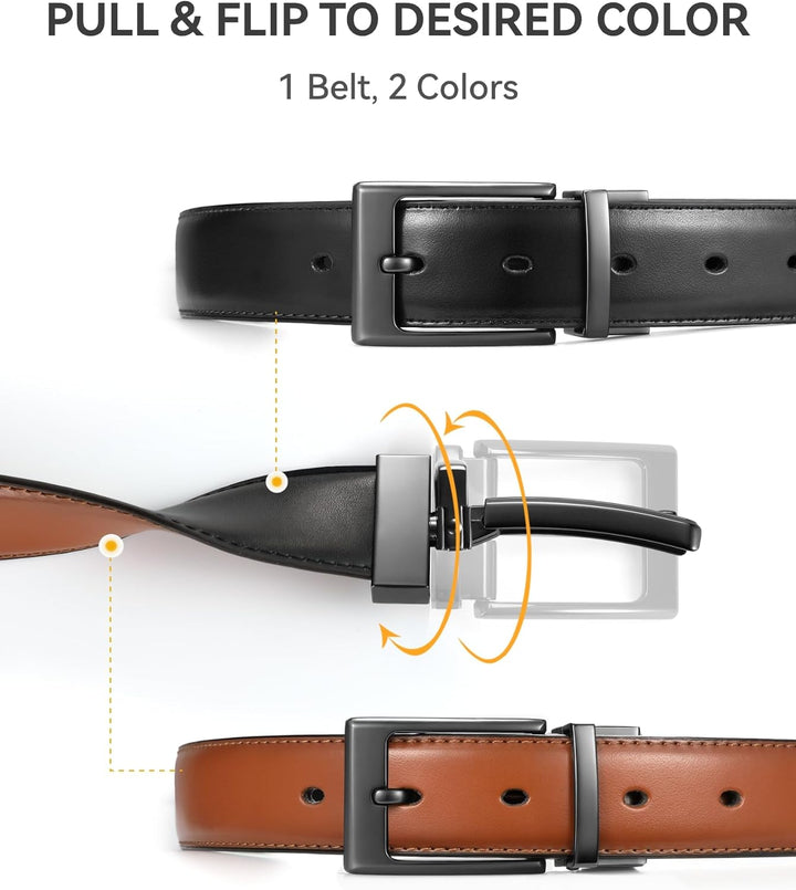 CHAOREN Cinturón reversible para hombre, 1 pieza, cinturón de vesti...
