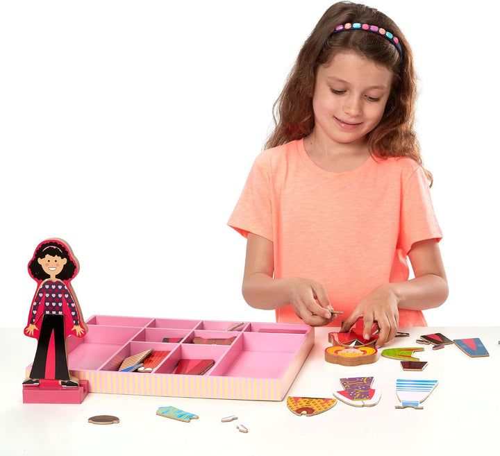 Melissa &amp; Doug Abby and Emma - Juego de muñecas magnéticas de m...