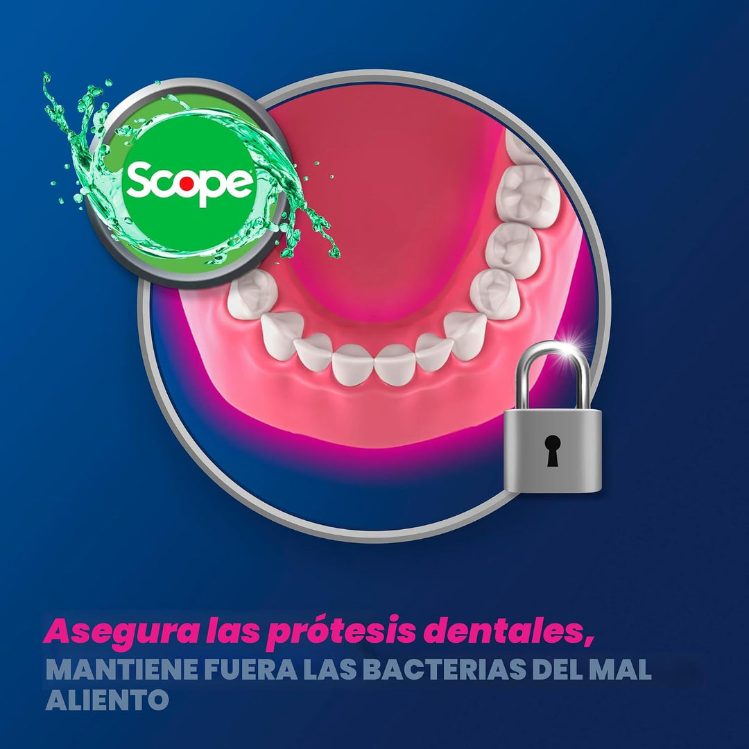 Fixodent Plus Scope - Crema adhesiva para dentaduras postizas, ment...