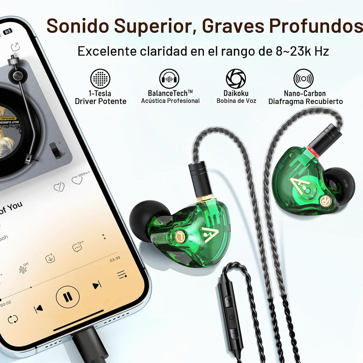Audiovance Vibes 202MC USB-C HiFi Auriculares con cable, auriculares tipo C
