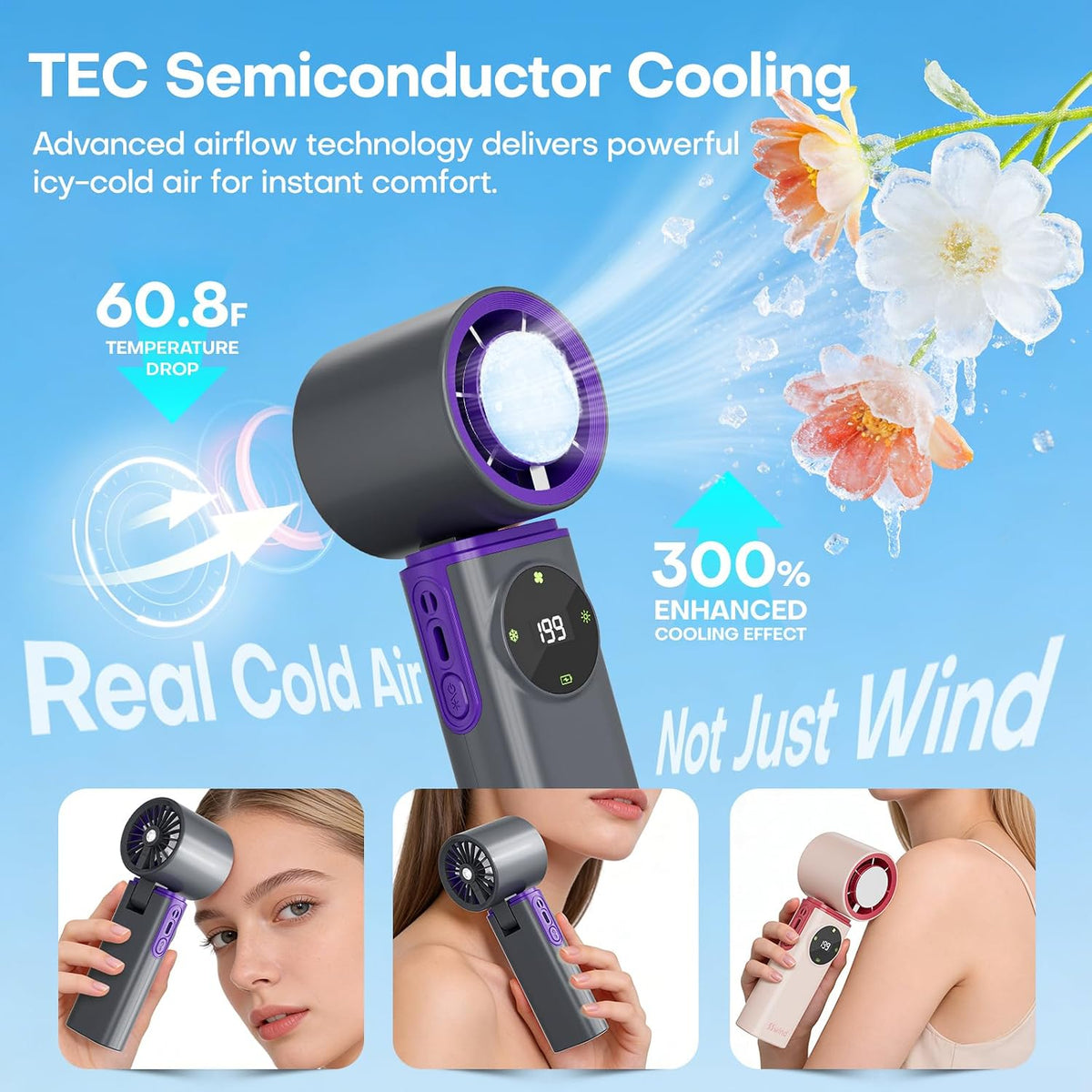 SSWind Ventilador portátil de mano de 6000 mAh con refrigeración po...