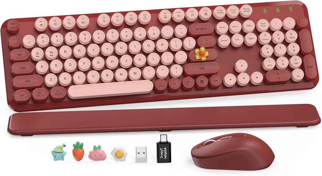 Combo de teclado y mouse inalámbricos, teclado estilo máquina de es...