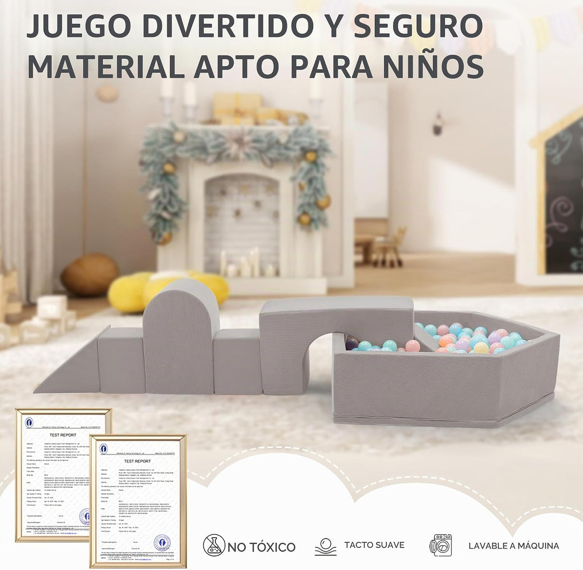 Juguetes de escalada para niños pequeños con hoyo de pelotas, 7 piezas de bloques de escalada de espuma para bebés con piscina de bolas, juego suave de actividades de escalada para niños
