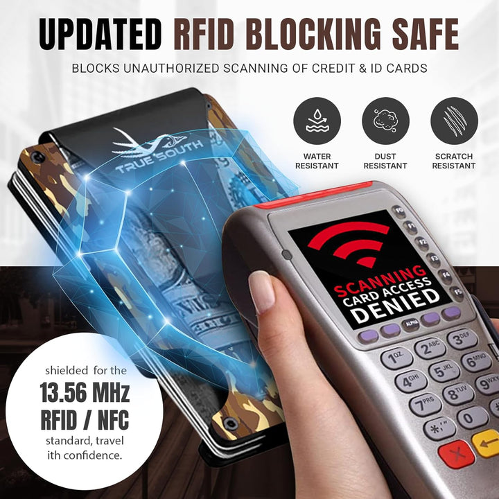 Cartera delgada de metal con bloqueo RFID con clip para dinero, tar...