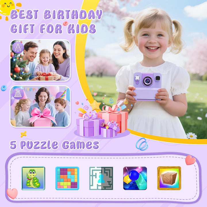 Cámara para niños de impresión instantánea, juguetes para niñas ado...