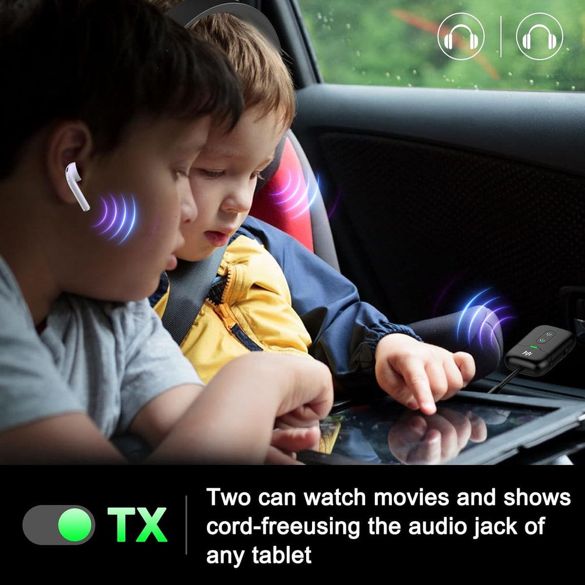 Receptor transmisor Bluetooth, adaptador de audio inalámbrico para avión/TV