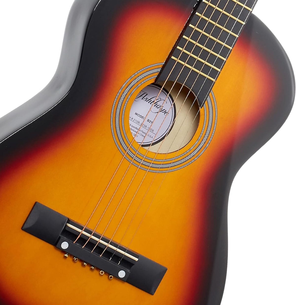Ashthorpe Guitarra acústica infantil de 30 pulgadas (Sunburst), kit de inicio para principiantes con bolsa de concierto, cuerdas adicionales, correa, púas y lecciones