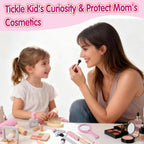 Juego de 19 juguetes de maquillaje de madera para niños pequeños, juegos de simulación para niños, juguetes de rol para niños, juguetes de salón de cosméticos falsos