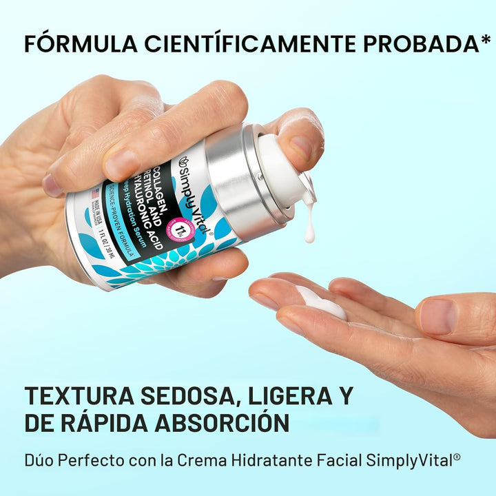 SimplyVital Suero de colágeno, retinol y ácido hialurónico \u2013 H...