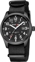 GOLDEN HOUR Reloj de hombre con correa de nailon antideslizante con esfera de hora militar de fácil lectura y manecillas luminosas