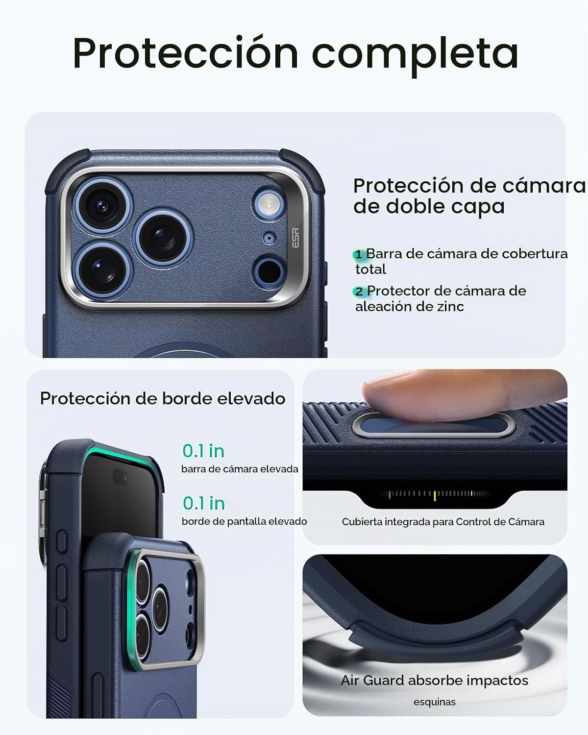 ESR Funda para iPhone 17 Pro Max con Soporte Stash, Protección contra Caídas de Grado Militar 7X con Control de Cámara, Cubierta Resistente para Teléfono que Absorbe Impactos, Compatible con