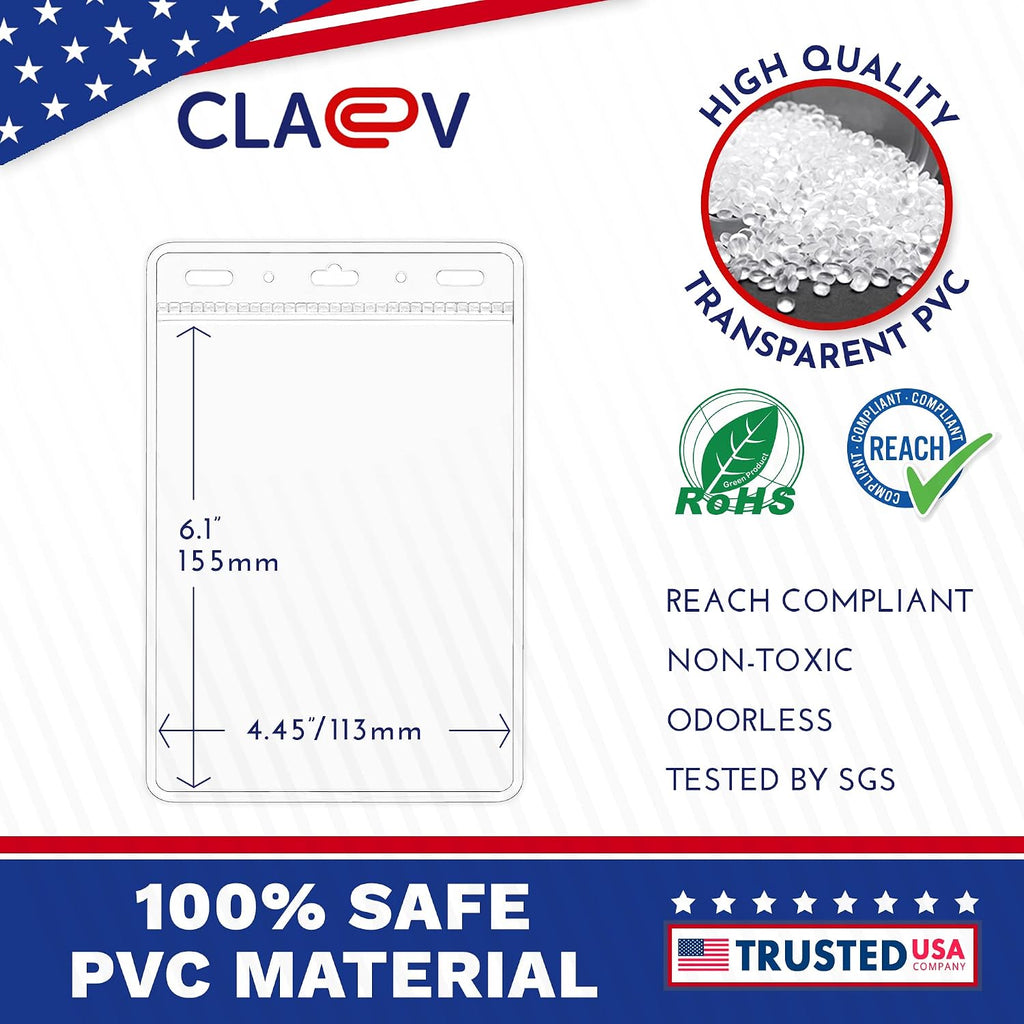 Claev Portatarjetas verticales flexibles y resistentes a desgarros de 4 x 6 pulgadas para pasaporte y tarjetas (4 x 6 extra grandes (XXL), paquete de 100), transparente sin cremallera, portatarjetas