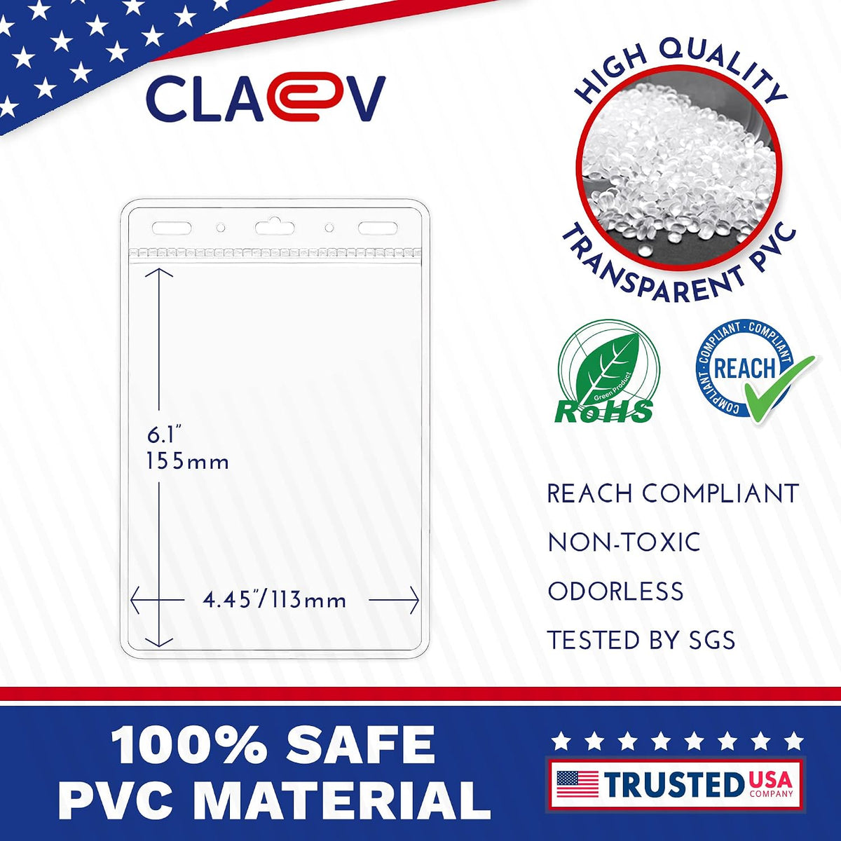 Claev Portatarjetas verticales flexibles y resistentes a desgarros de 4 x 6 pulgadas para pasaporte y tarjetas (4 x 6 extra grandes (XXL), paquete de 100), transparente sin cremallera, portatarjetas