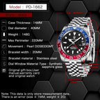 CADISEN Pagani Design 1662 GMT Reloj Automático Mecánico de Hombre de Grado Superior, Acero Inoxidable, Cristal de Zafiro, Reloj Deportivo de Buceo para Hombre, 1.57 pulgadas, Fecha, Resistente al
