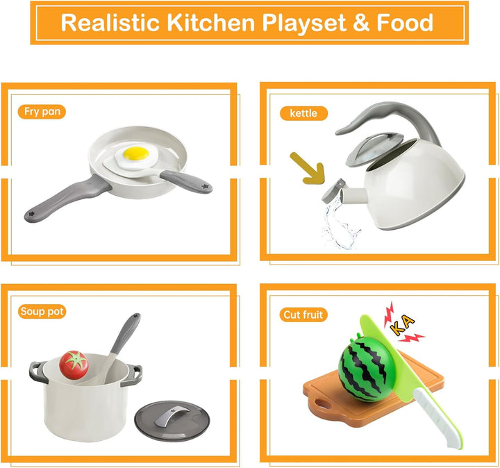 90 piezas de accesorios de juego de cocina, juego de cocina simulad...