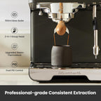 Gemilai G3028A - Máquina de café expreso, cafetera profesional de 15 bares con presión ajustable y espumador de leche automático, doble PID y caldera de 18.6 fl oz, tanque de 57 onzas, acero inoxidable para capuchino, gris latte