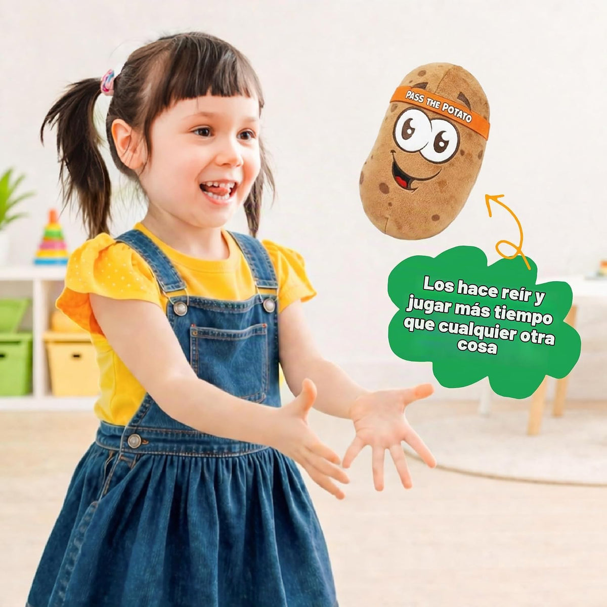 Move2Play, Pass The Potato | Hilarantemente salvaje y divertido | Juego familiar activo para niños de 3 a 8 años | Juego de lanzamiento para interiores y exteriores | Juegos de fiesta para niños y