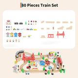 Mesa de tren 80 piezas de madera para niños con mesa