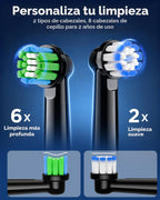 Cepillo de dientes eléctrico giratorio para adultos, cepillo de dientes eléctrico recargable, 5 modos de limpieza, temporizador inteligente de 2 minutos, incluye 8 cabezales de cepillo de
