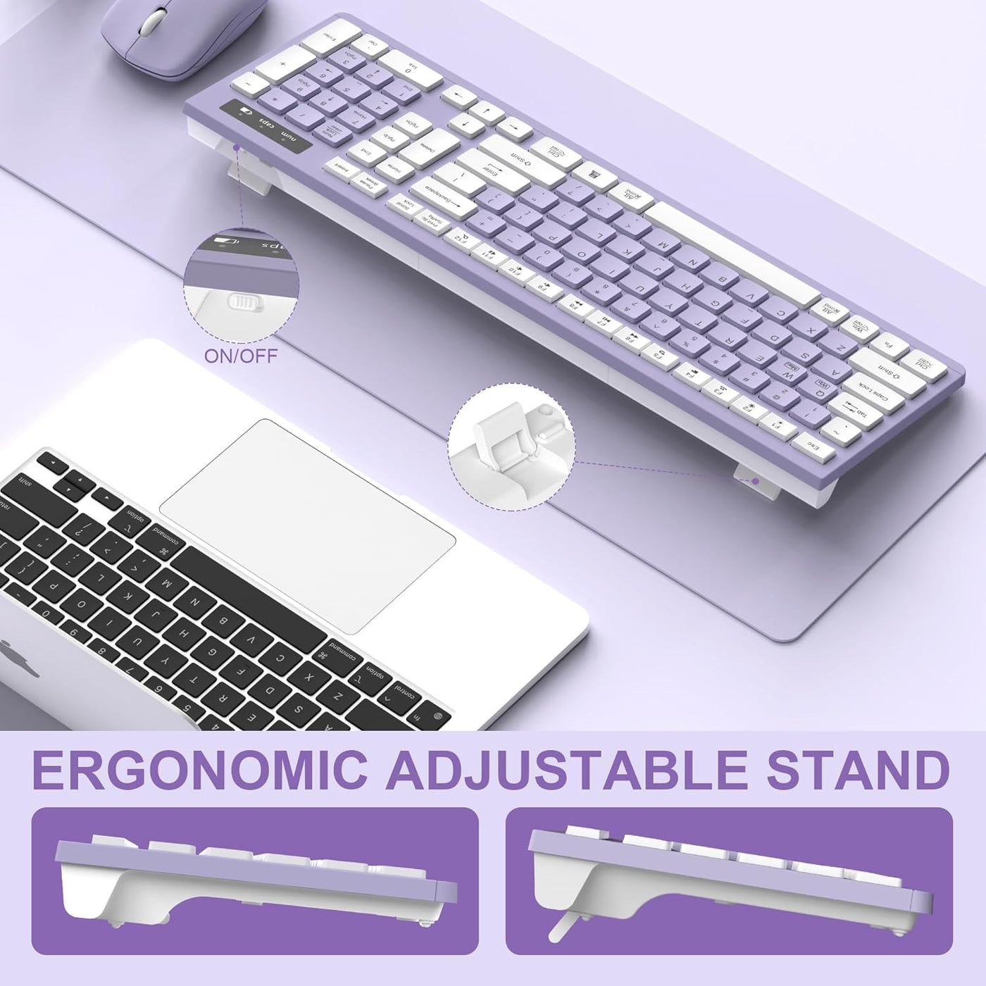Combo de teclado y mouse inalámbricos, teclado inalámbrico de tamañ...